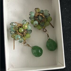 Anthropologie Elegant Green Beaded Earrings